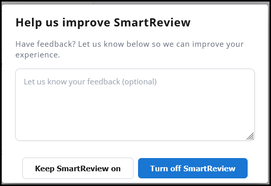 Turn off SmartReview